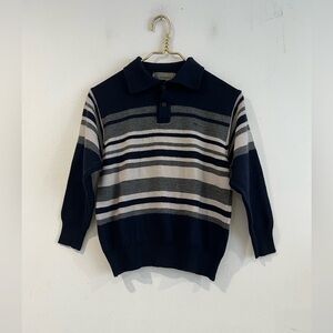 Monte Carlo striped sweater 1/4 button 100 % MAGNA
WOOL collar Sz 40 12/14Years